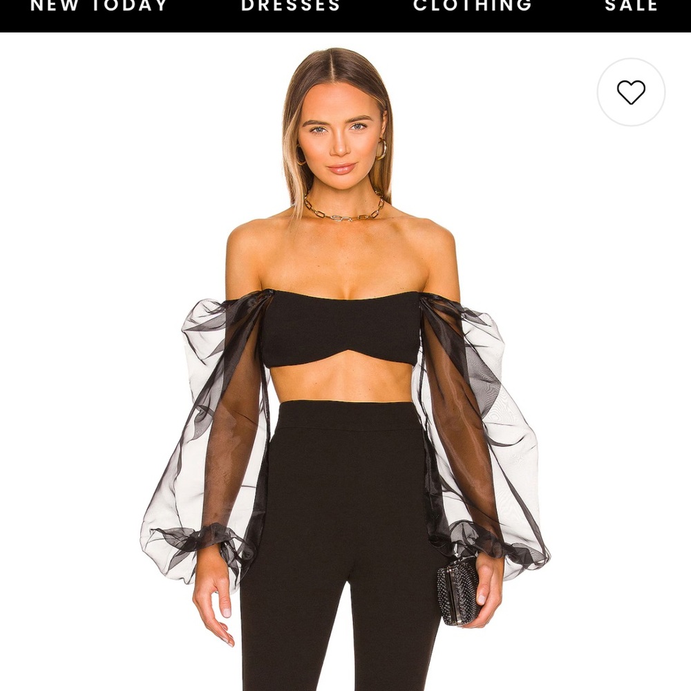 Nookie Black Sheer Sleeve Crop Top